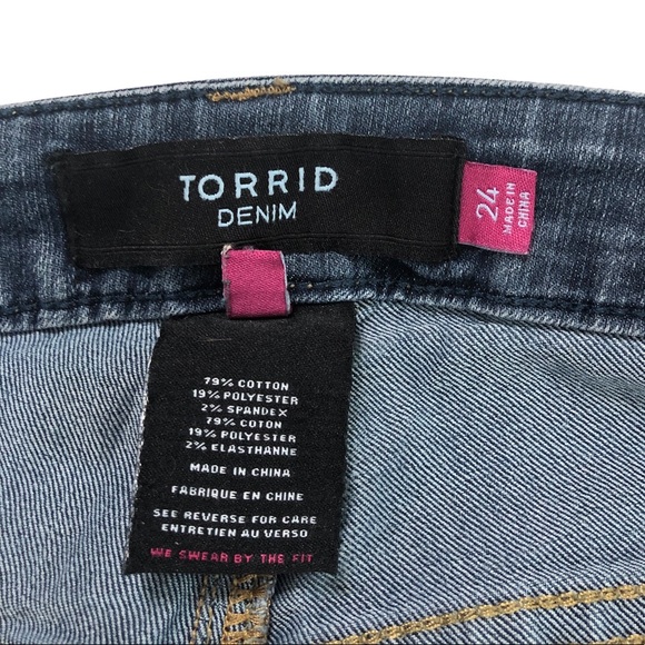 Torrid Denim Jeans Slim Boot Cut Worn Hem Plus 24 - Picture 9 of 11